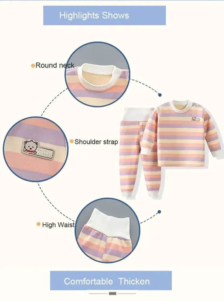 Thicken Warm Plush Children Sets Kids Clothes Boy Girl Underwear Suits Autumn Winter Children Clothing - Giggles And Grab
