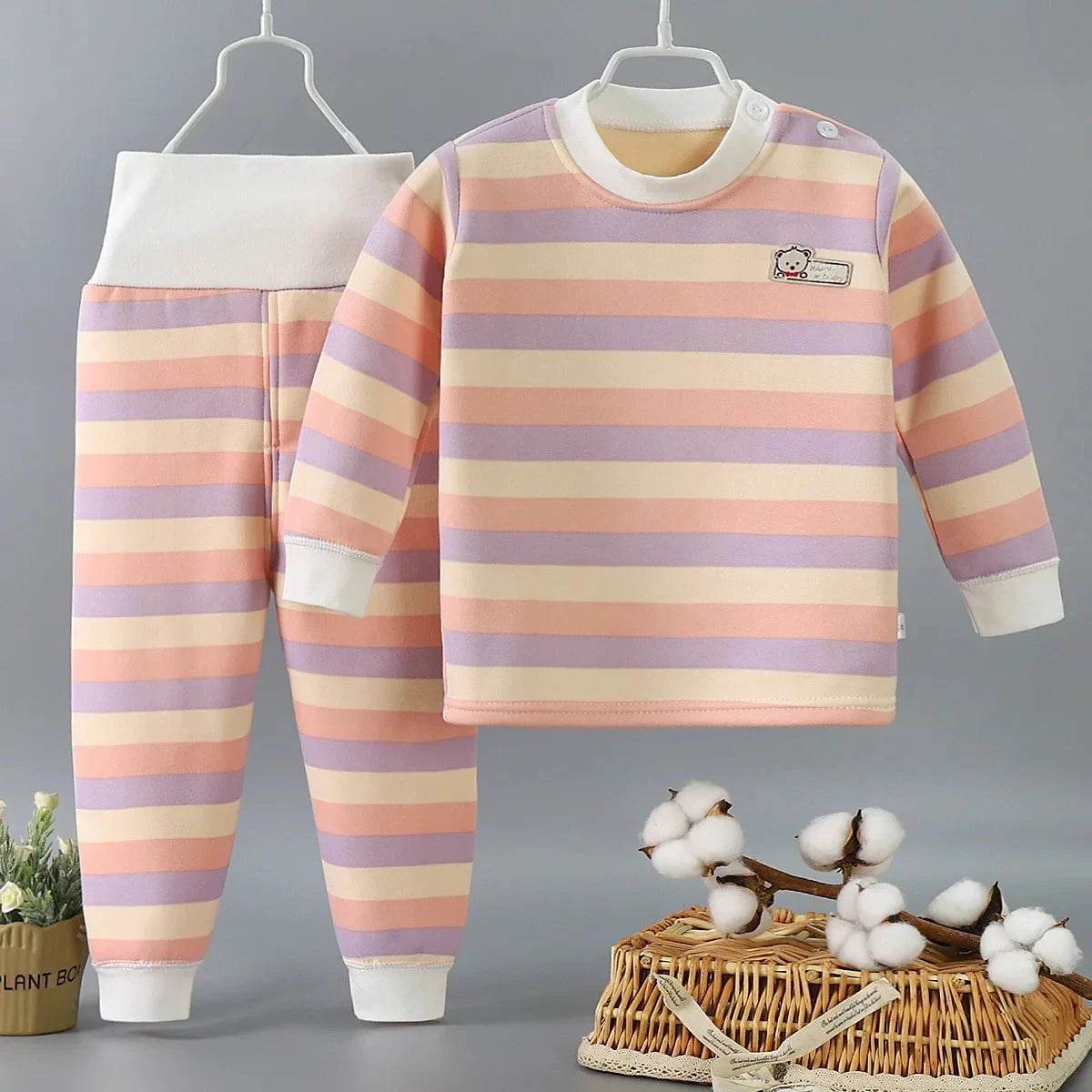 Thicken Warm Plush Children Sets Kids Clothes Boy Girl Underwear Suits Autumn Winter Children Clothing - Giggles And Grab