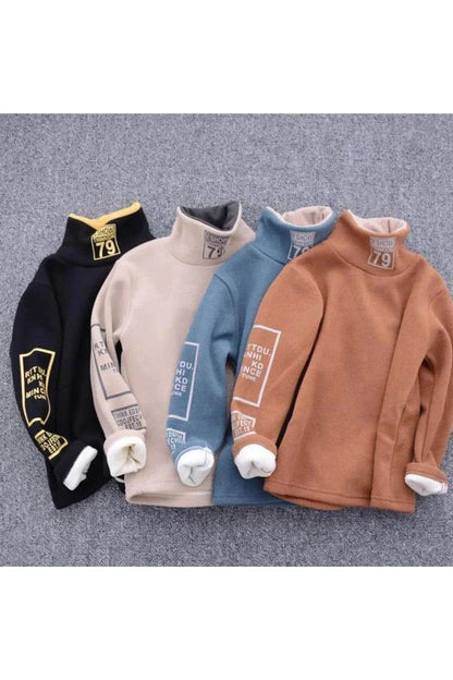 Toddler Boys Girls Sweatshirts Warm Autumn Winter Coat Sweater Baby Long Sleeve Turtleneck Outfits Tracksuit Children Clothes - Giggles And Grab