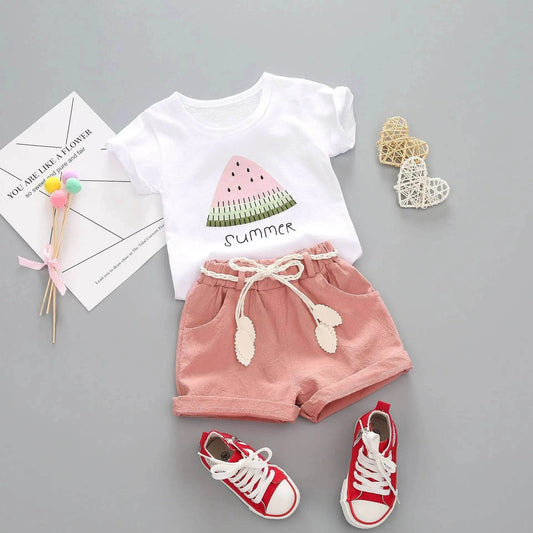 BibiCola Summer Girls Clothing Set 2pcs Tracksuit Children Cotton Suit Kids Cartoon Outfits Short Sleeve Baby Girls Clothes Sets - Giggles And Grab