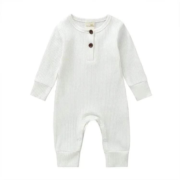 Summer Unisex Newborn Baby Clothes Solid Color Baby Rompers Cotton Long Sleeve Toddler Romper Infant Clothing 3-18 Months - Giggles And Grab