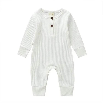 Summer Unisex Newborn Baby Clothes Solid Color Baby Rompers Cotton Long Sleeve Toddler Romper Infant Clothing 3-18 Months - Giggles And Grab