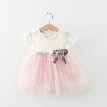 Baby Dress Summer Cute Flower Decoration Baby Girl Dress Birthday Party Girl Princess Dress Baby Clothes Girl - Giggles And Grab