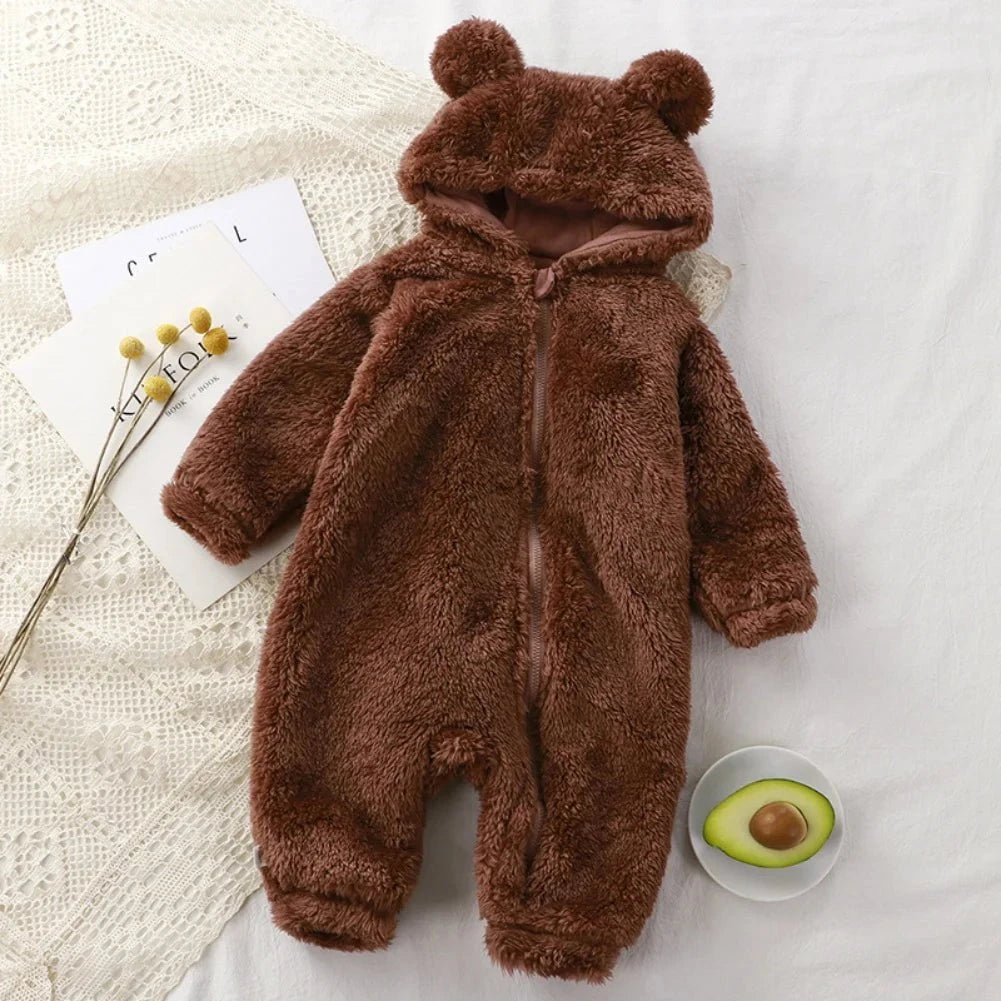 Giggles And Grab Winter Baby Clothes Cute Cartoon Bear Baby Rompers Pajamas Cotton Infant Boy Girls Animal Costume Zipper Jumpsuit 0-24 Months