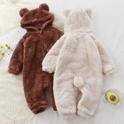 Giggles And Grab Winter Baby Clothes Cute Cartoon Bear Baby Rompers Pajamas Cotton Infant Boy Girls Animal Costume Zipper Jumpsuit 0-24 Months