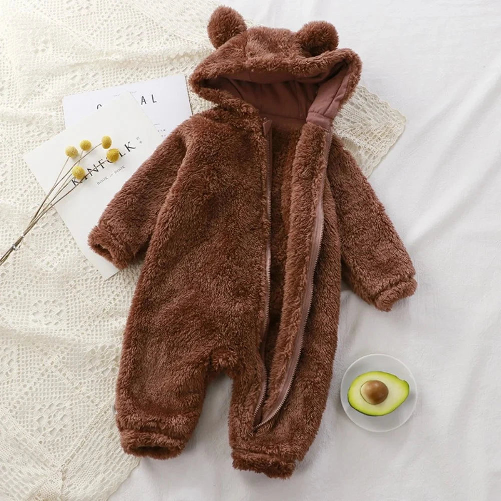 Giggles And Grab Winter Baby Clothes Cute Cartoon Bear Baby Rompers Pajamas Cotton Infant Boy Girls Animal Costume Zipper Jumpsuit 0-24 Months