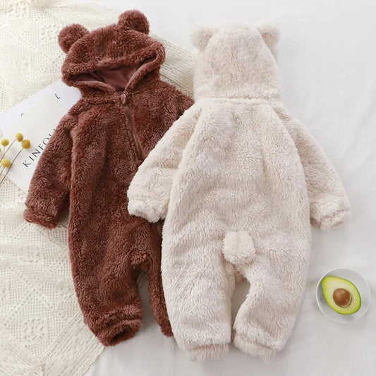 Giggles And Grab Winter Baby Clothes Cute Cartoon Bear Baby Rompers Pajamas Cotton Infant Boy Girls Animal Costume Zipper Jumpsuit 0-24 Months