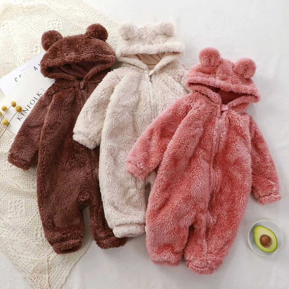 Giggles And Grab Winter Baby Clothes Cute Cartoon Bear Baby Rompers Pajamas Cotton Infant Boy Girls Animal Costume Zipper Jumpsuit 0-24 Months