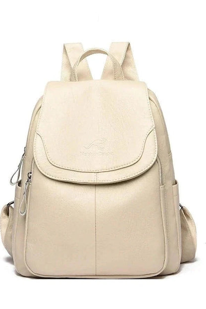 Giggles And Grab Womens Backpack Beige-2 High-Quality Stone Pattern Soft Leather Women’s Backpack - Large Capacity for School & Travel"