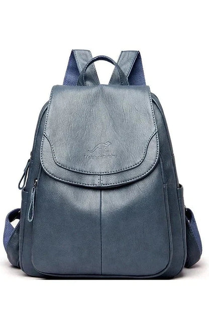 Giggles And Grab Womens Backpack Light Blue-2 High-Quality Stone Pattern Soft Leather Women’s Backpack - Large Capacity for School & Travel"