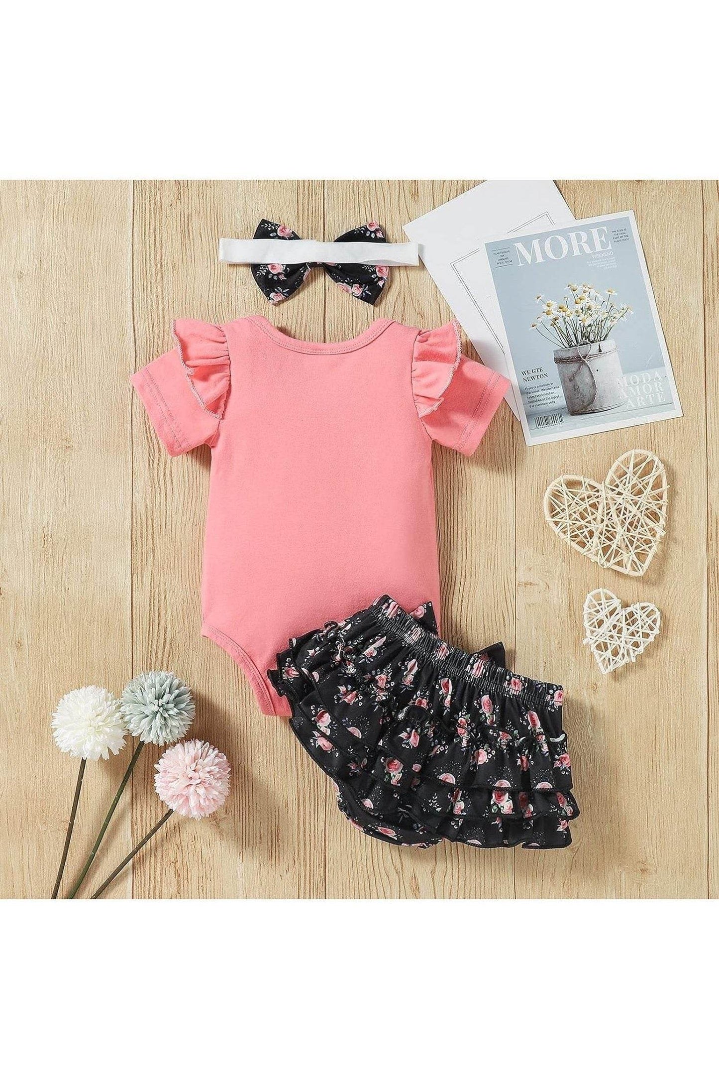 Baby Girl Clothes Set - Newborn to 24 Months Summer Cute Outfit by Demo Babe - Giggles And Grab
