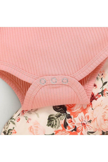 Newborn Baby Girl Romper Onesie and Pants Set – Floral Cotton Outfit for Girls - Giggles And Grab