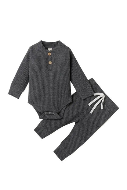 Gigglesandgrab Boys & Girls 2pc knit wear Dark Grey / 0-3M Boys & Girls 2-Piece Knitwear Set - Cozy and Stylish"