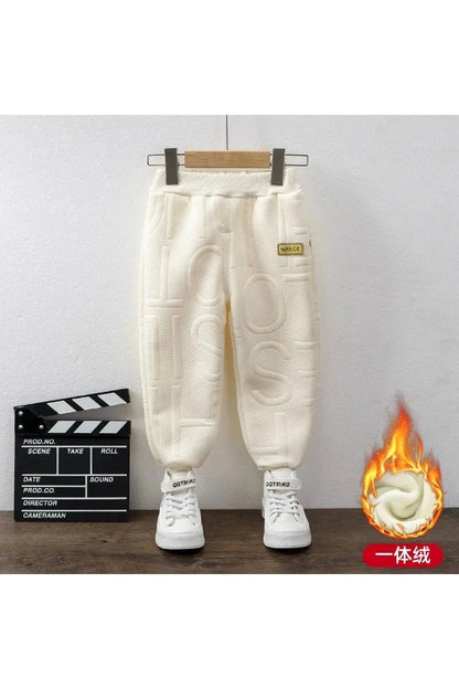 Gigglesandgrab Sweatpans for Boys & Girls Winter Thick Beige / 4T 110 "Children's Sweatpants for Boys & Girls - Thick Autumn/Winter Casual Loose Sports Pants with Kawaii Letter Design"