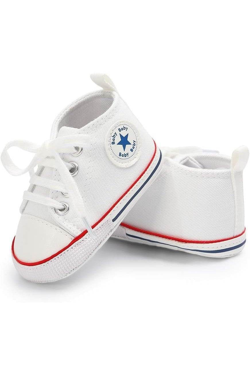 Unisex Baby Boy & Girl Canvas Sneakers – Soft Sole Ankle Shoes for Infant First Walkers - Giggles And Grab