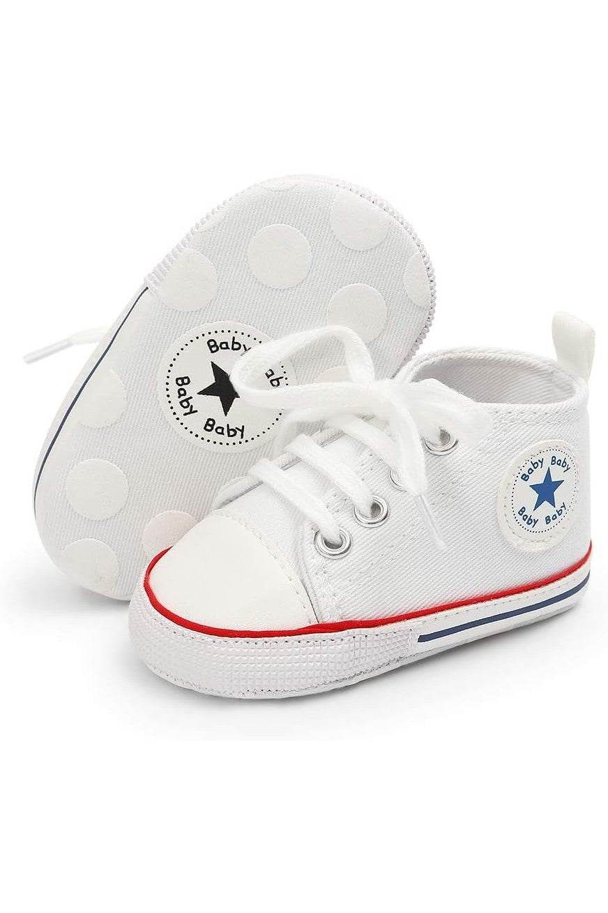 Unisex Baby Boy & Girl Canvas Sneakers – Soft Sole Ankle Shoes for Infant First Walkers - Giggles And Grab