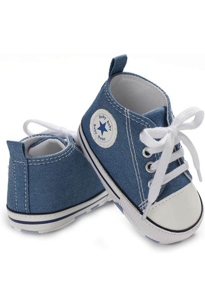 Unisex Baby Boy & Girl Canvas Sneakers – Soft Sole Ankle Shoes for Infant First Walkers - Giggles And Grab